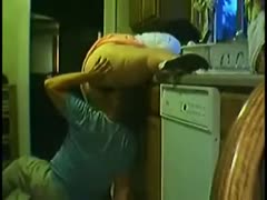 In the kitchen, a plump slutwife has her cunt sucked and drilled.